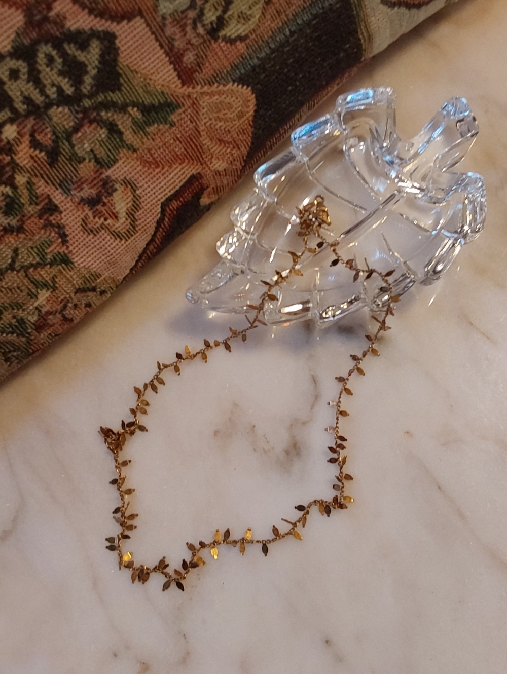 Signed Jac-Mel Mauritius Sterling Silver Necklace, 1980s Leaf Design In Gold